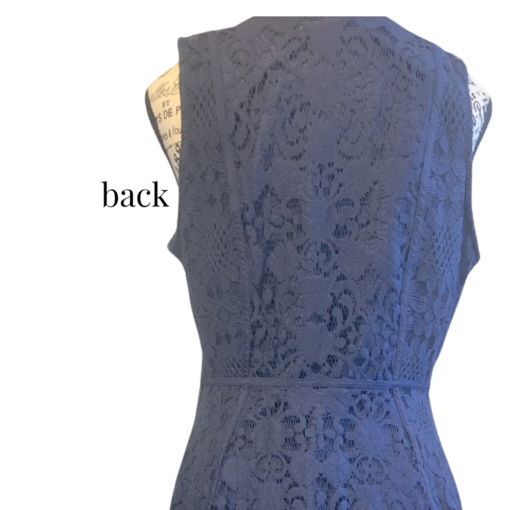 LAUREN CONRAD NAVY LACY COCKTAIL DRESS SIZE 10 BEAUTIFUL 😍 - Picture 3 of 11